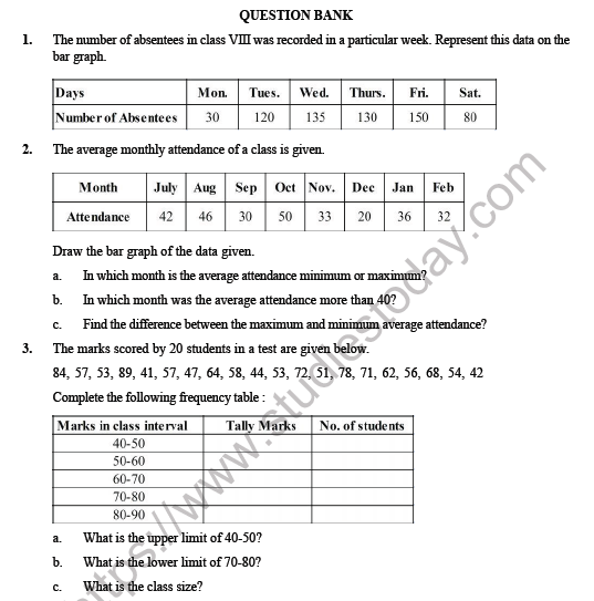 case study based questions class 8 maths data handling